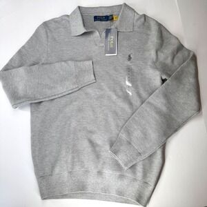 Polo Ralph Lauren Men's Gray Knit Polo Sweater Long Sleeve Size S MSRP $138